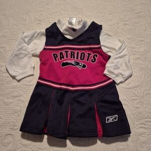 New England Patriots 12 month girls 2 piece dress & diaper shirt long sleeve GUC